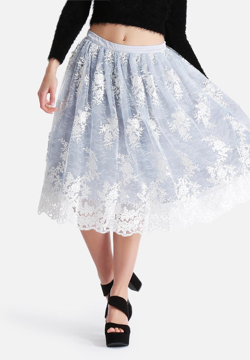 Lace Overlay Skirt Light Blue & Cream Glamorous Skirts