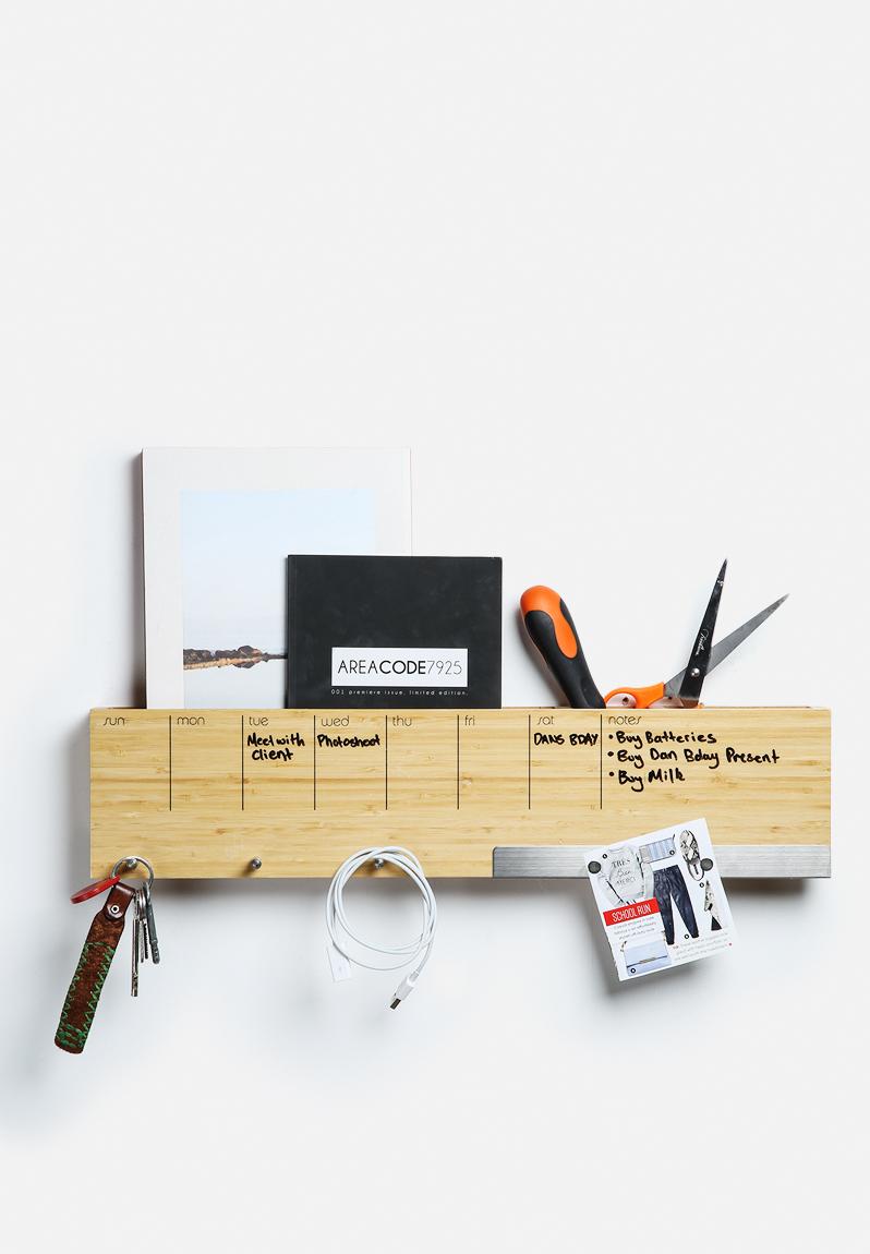 Sort It Out Dry Erase Wall Caddy Bamboo 56 x 13 x 7 Three by Three