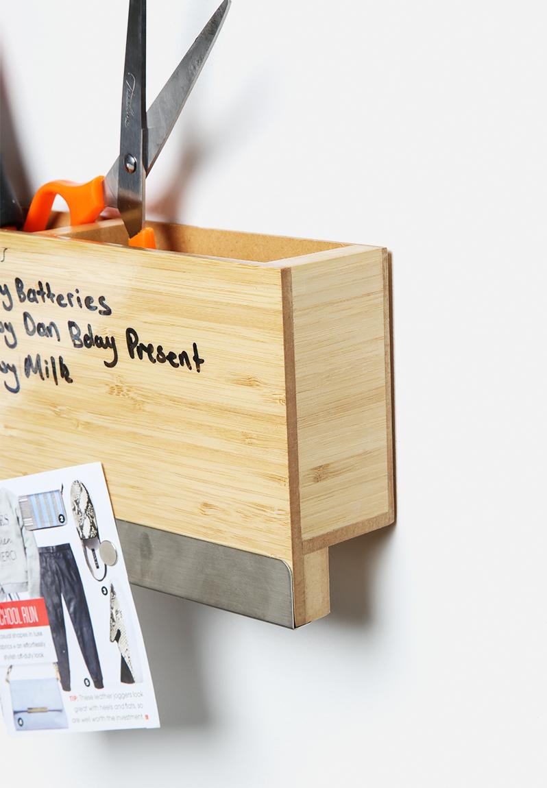 Sort It Out Dry Erase Wall Caddy Bamboo 56 x 13 x 7 Three by Three