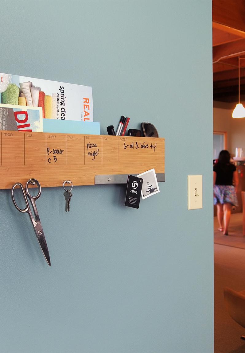 Sort It Out Dry Erase Wall Caddy Bamboo 56 x 13 x 7 Three by Three