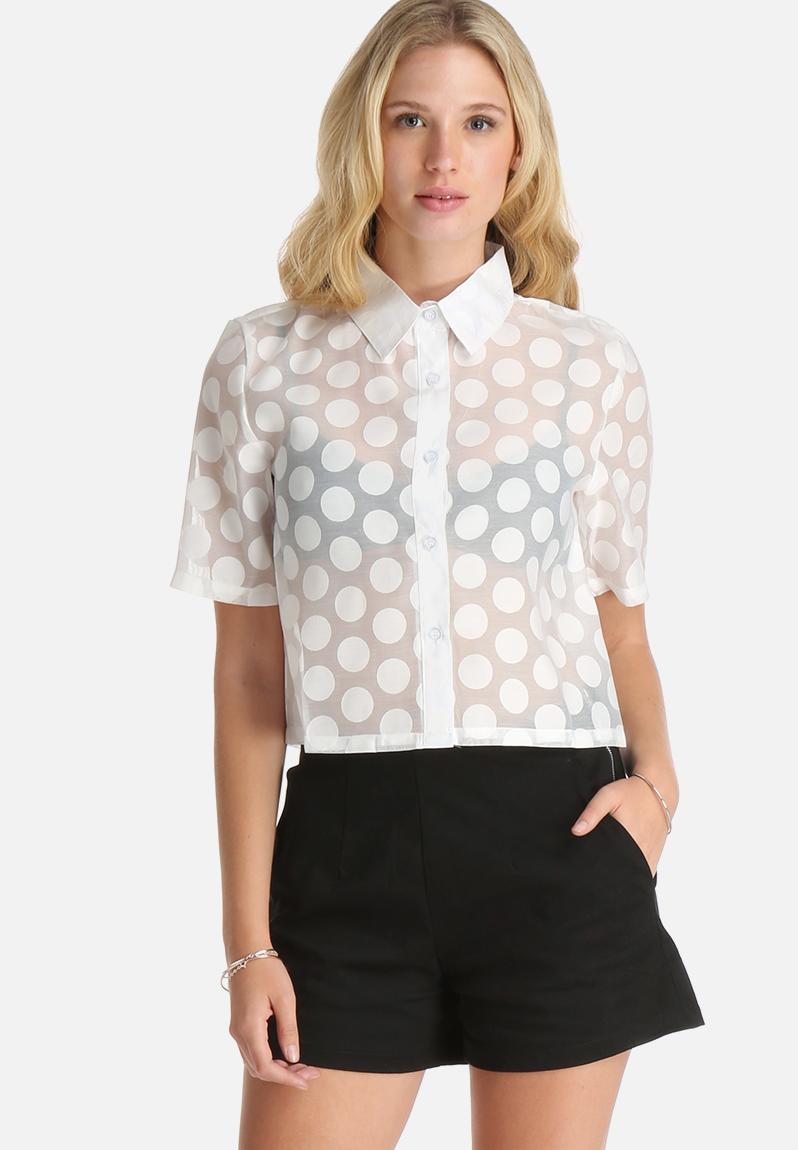 Polka Dot Semi-Sheer Shirt - White Lola May Shirts | Superbalist.com