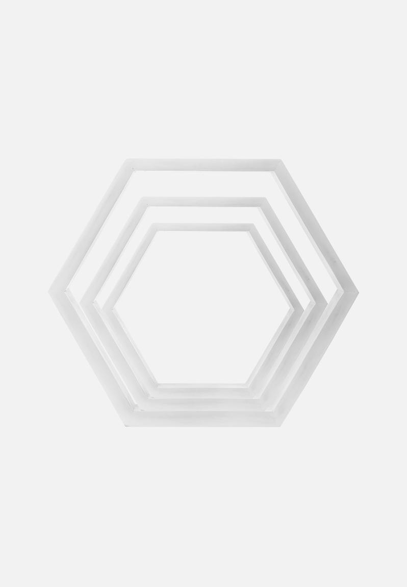 Hexagon Shelf Set of 3 White B&K Design and Decor Furniture